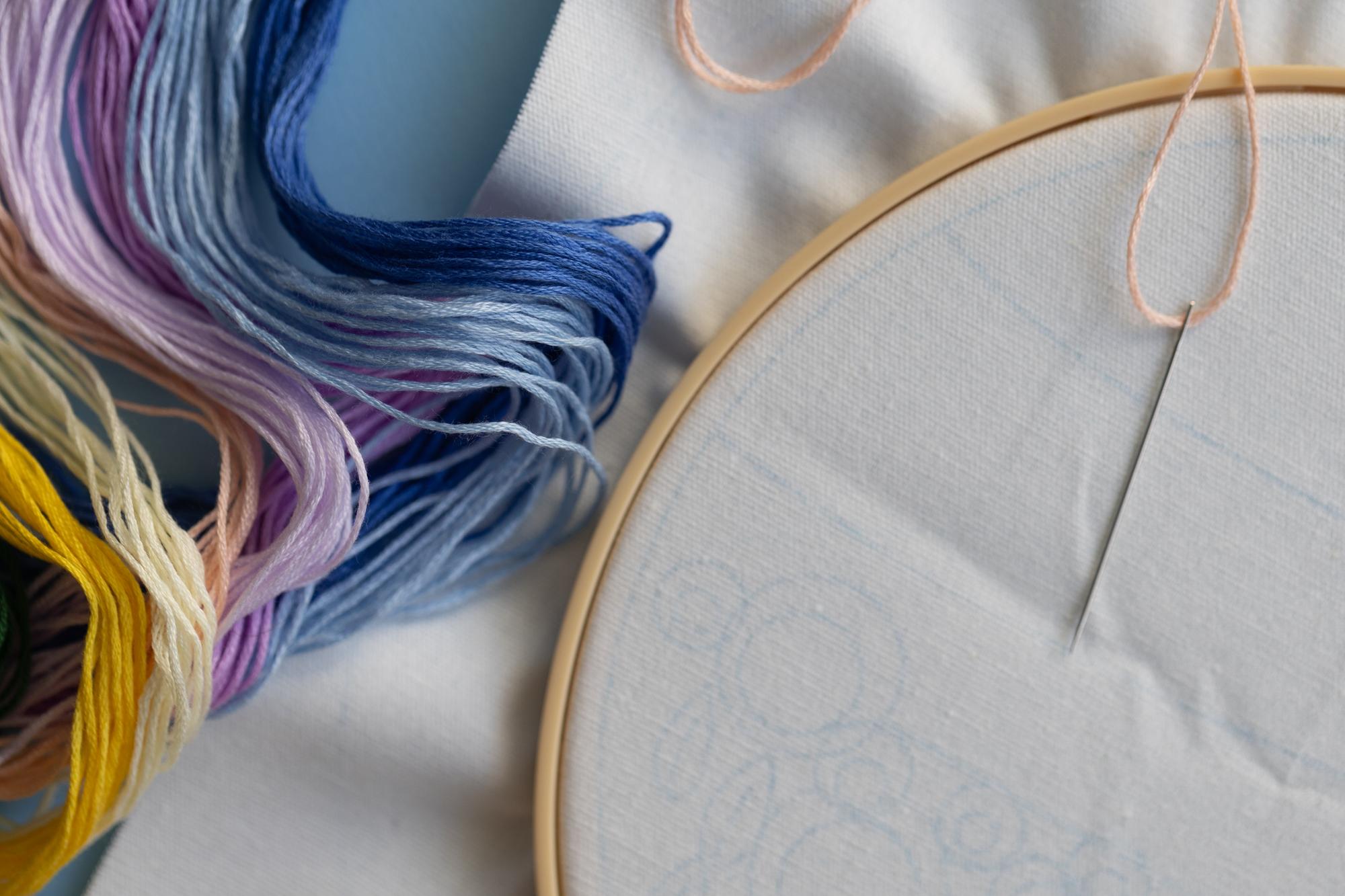 close-up satin stitch detail